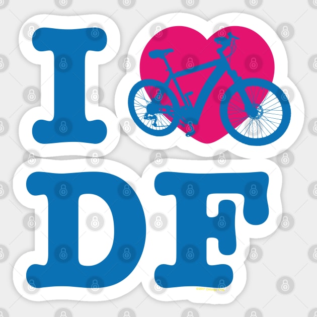 I Love Cycling DF / Yo Amo andar en Bicicleta en el DF Blue Pink / Chilango Pride / Orgullo Chilango Graphic Sticker by chilangopride